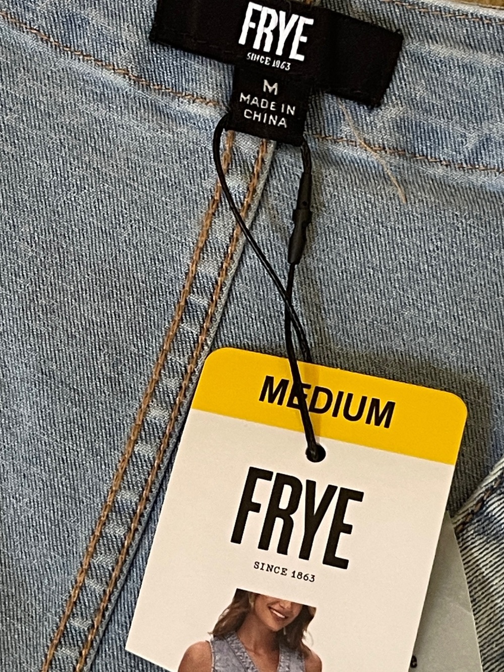Frye Denim Mini Dress Medium Button Front Sleeveless Blue Jean - Picture 5 of 6